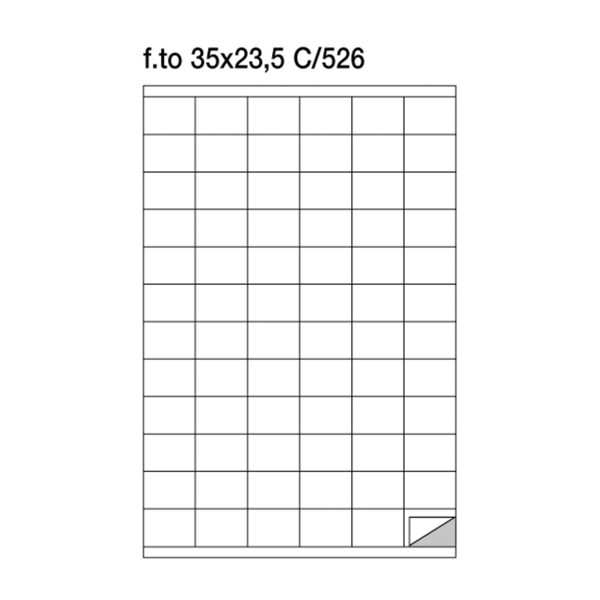 Fogli etichette adesive su A4 formato 35x23 mm con margini