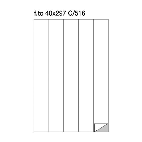 Etichette adesive su foglio A4 40x297 mm Senza margini - scatola da 100 fogli A4