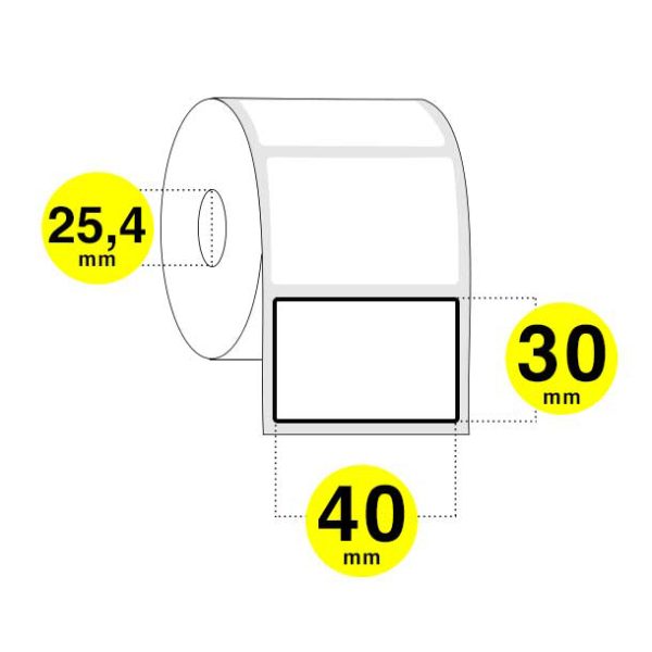 Etichette adesive 40x30 mm - carta bianca opaca (vellum)