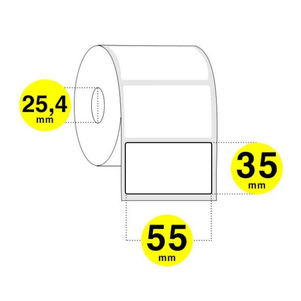 Etichette adesive 55x35 mm - carta bianca opaca (vellum)