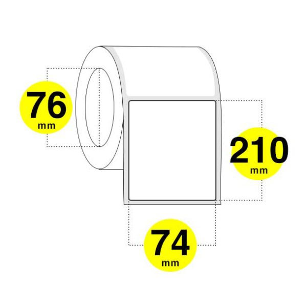 Etichette su bobina adesive 74x210 mm - carta bianca opaca