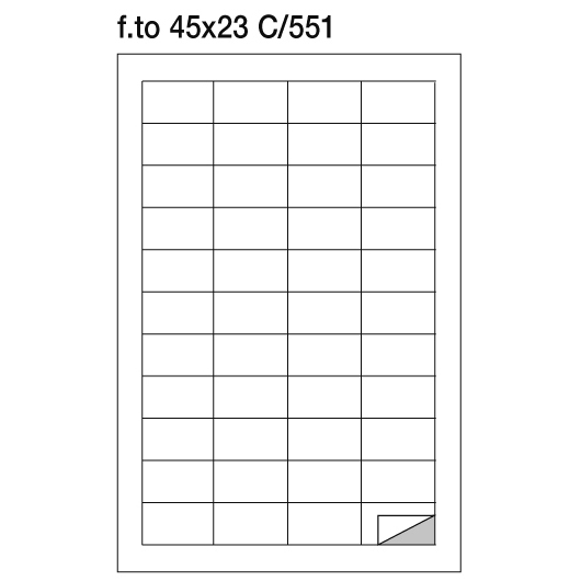 Markin etichette adesive su foglio A4 larghezza 45 mm. e altezza 23 mm. Scatola da 100 fogli A4.