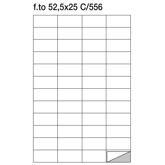 Markin etichette adesive su foglio A4 larghezza 52,5 mm. Altezza 25 mm. - Scatola da 100 fogli A4.